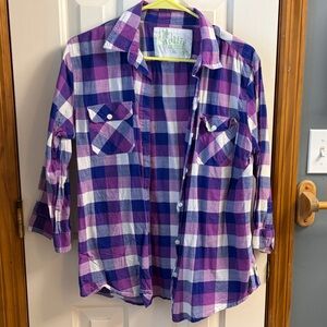 Nollie Purple and White Plaid Button-Down Shirt